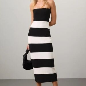 Black and White Strapless Dress